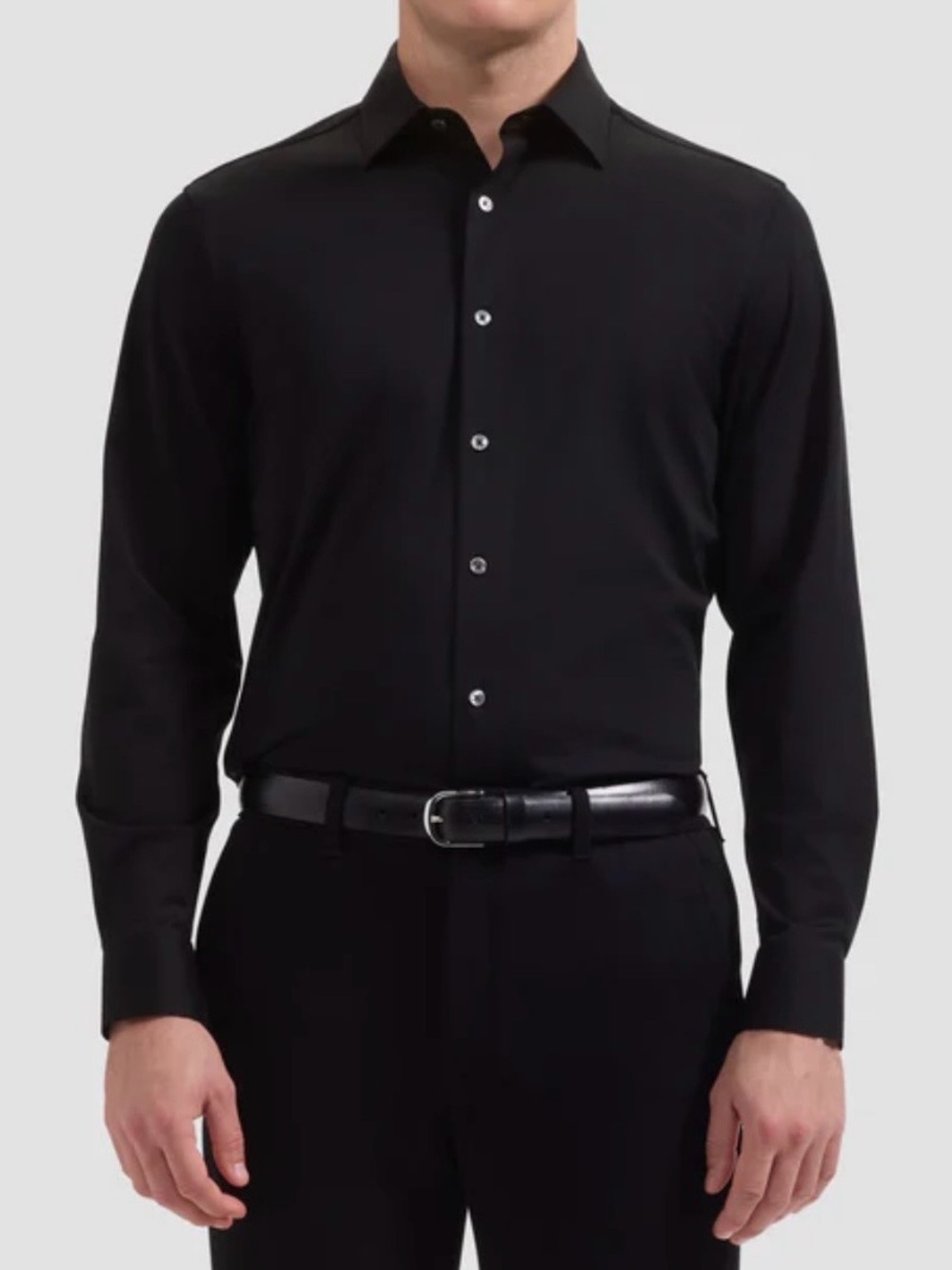 Bugatchi James Solid Black OoohCotton Long-Sleeve Button Down Shirt size M